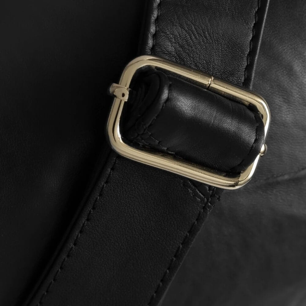 Depeche 15092 Powerfield Crossbody Black Leather Gold Zips