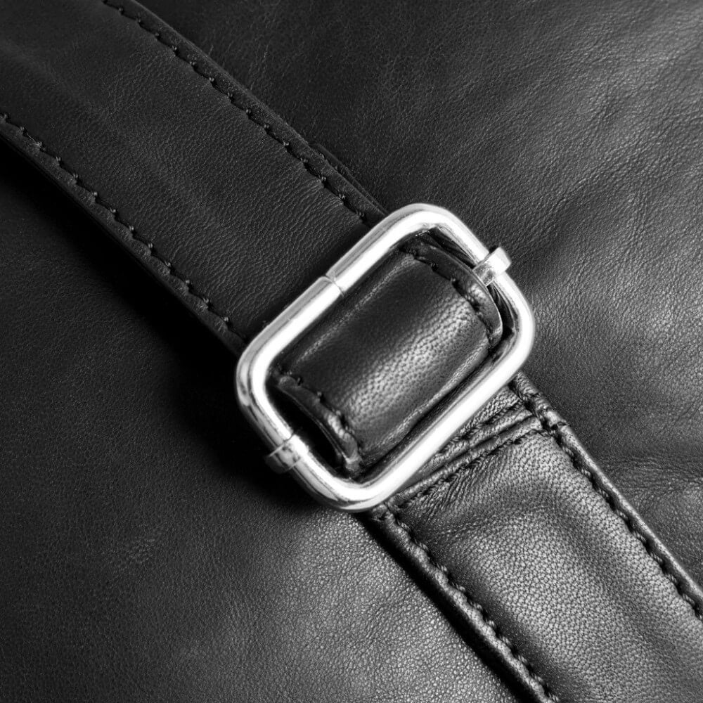 Depeche 15092 Powerfield Crossbody Black Leather Silver Zips