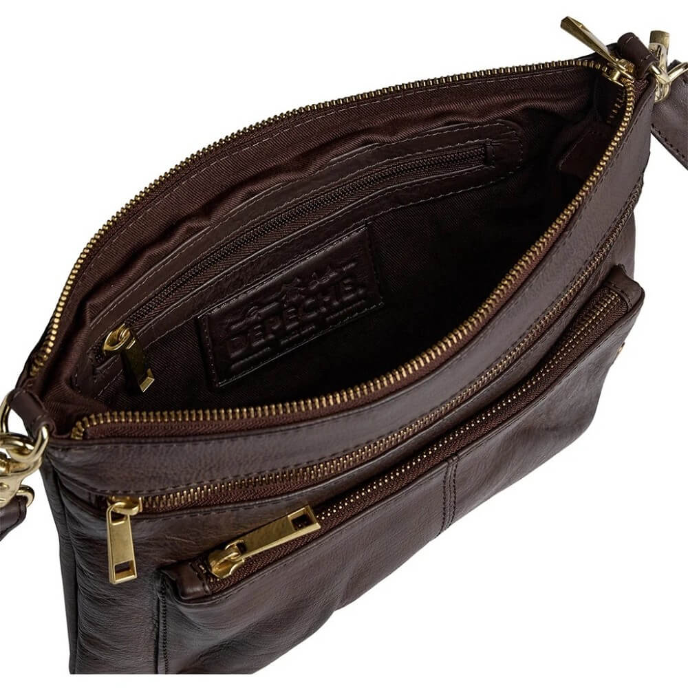 Depeche 16836 Timeless Coffee Brown Leather Cross Body
