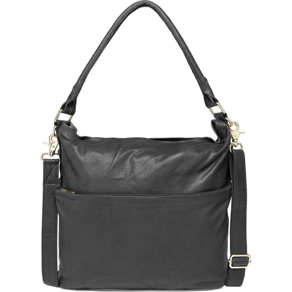 Depeche Medium Leather Shoulder Bag Black  15824