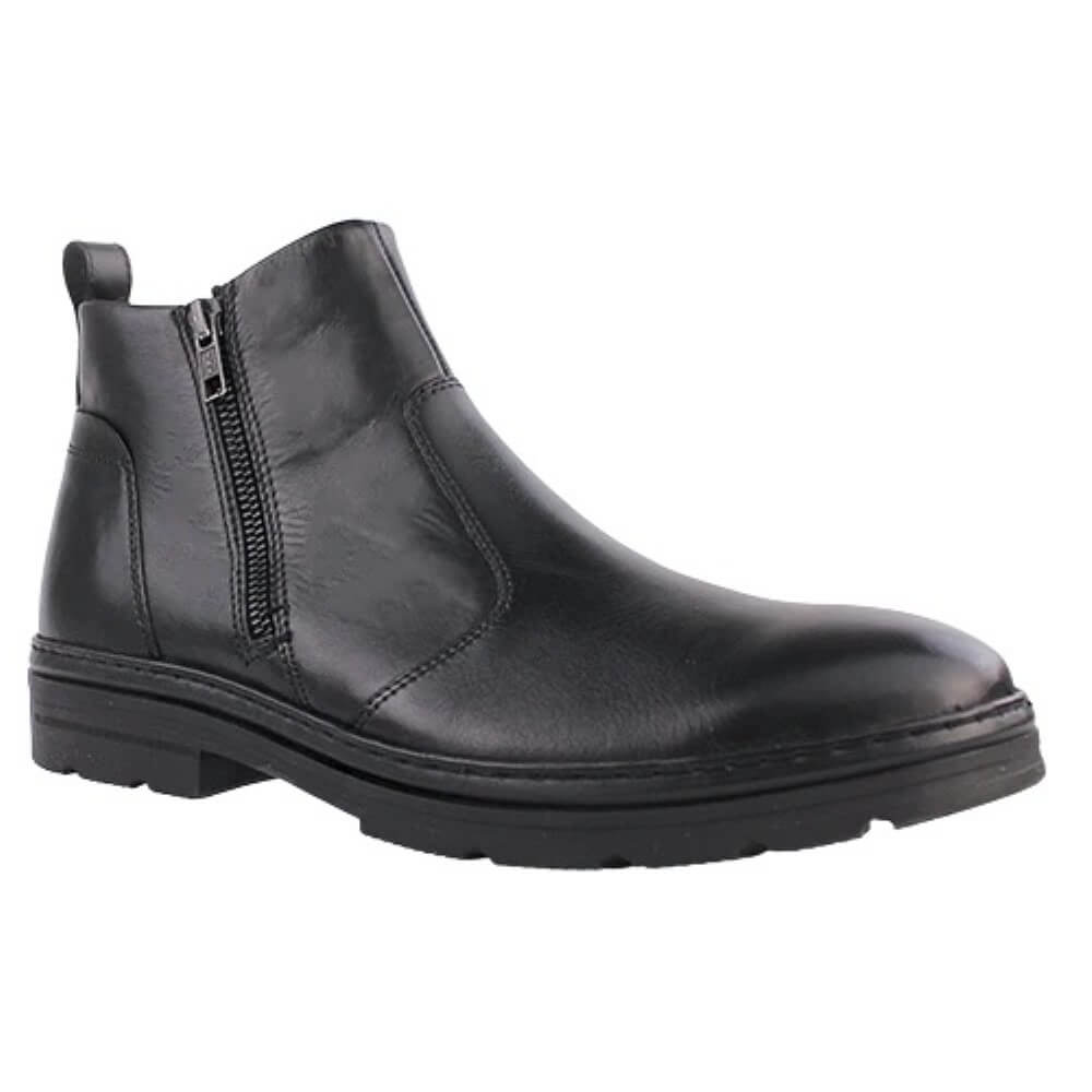 A Dubarry black leather ankle boot with a side zipper, shown from a side profile view against a plain white background.
