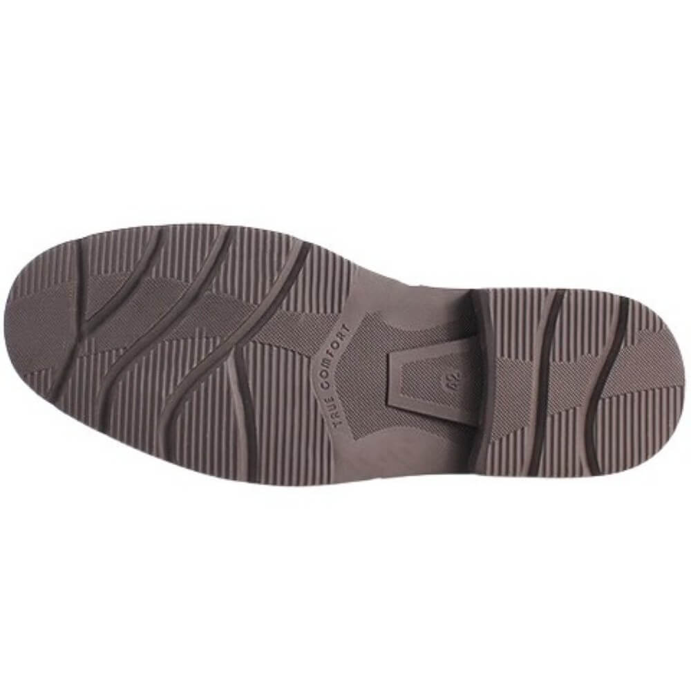 The outsole of a brown boot, showing tread patterns and the embossed brand name 'TERRAFORM' on a white background.
