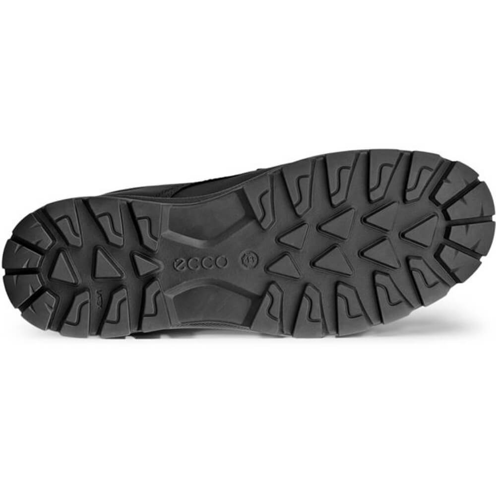 Black shoe sole with brand logo on a white background