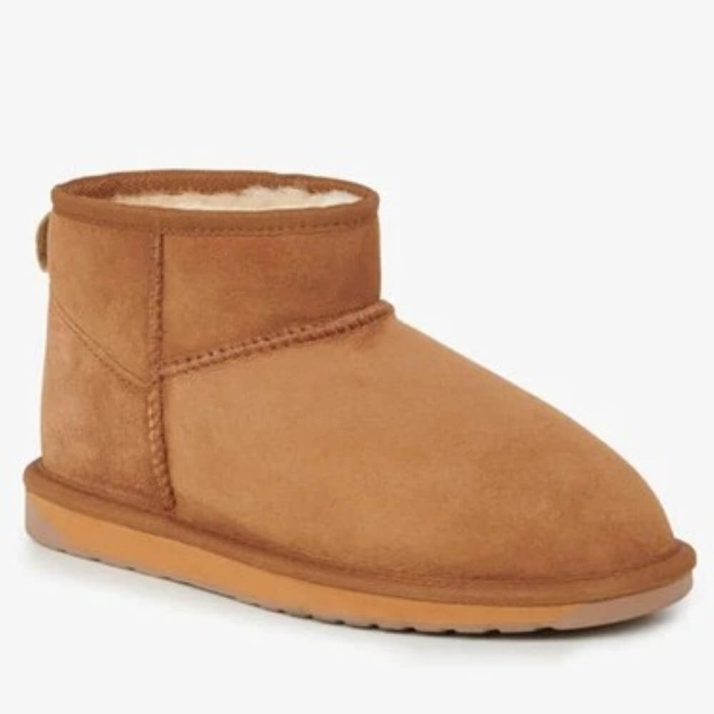 emu Tan suede boot with shearling lining on a white background EMU Stinger Micro Chestnut