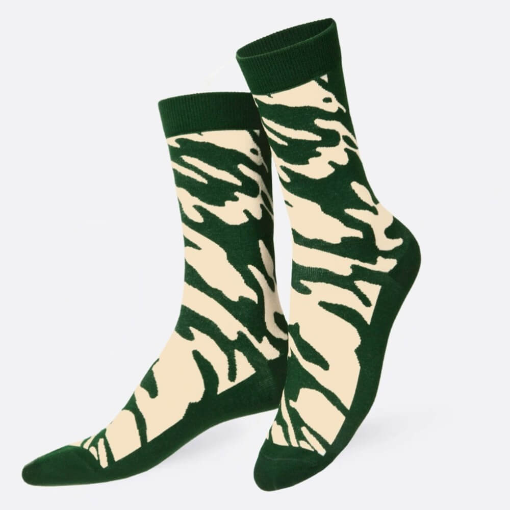 Gree and cream socks