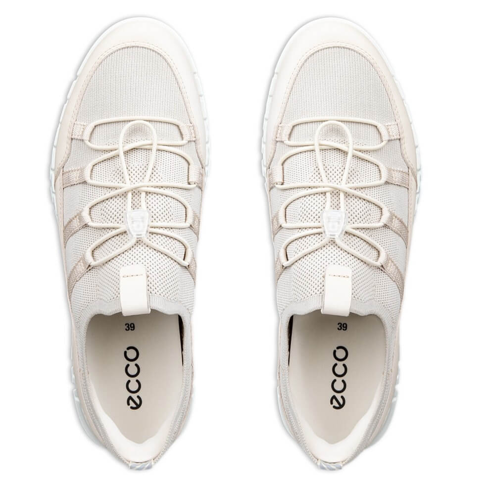 Ecco Beige sneaker with a white sole on a white background 