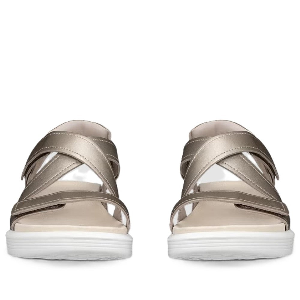Ecco Gold sandal with three Velcro straps