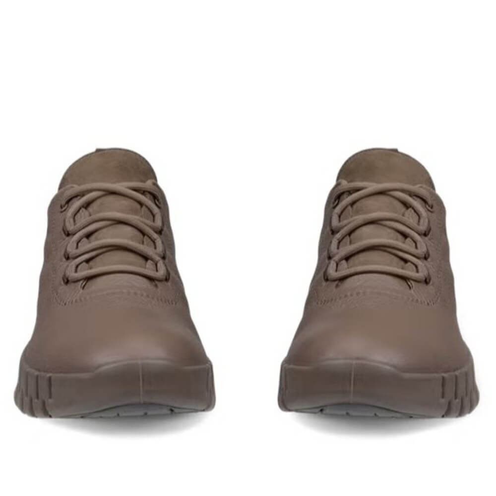 Pair of brown shoes on a white background