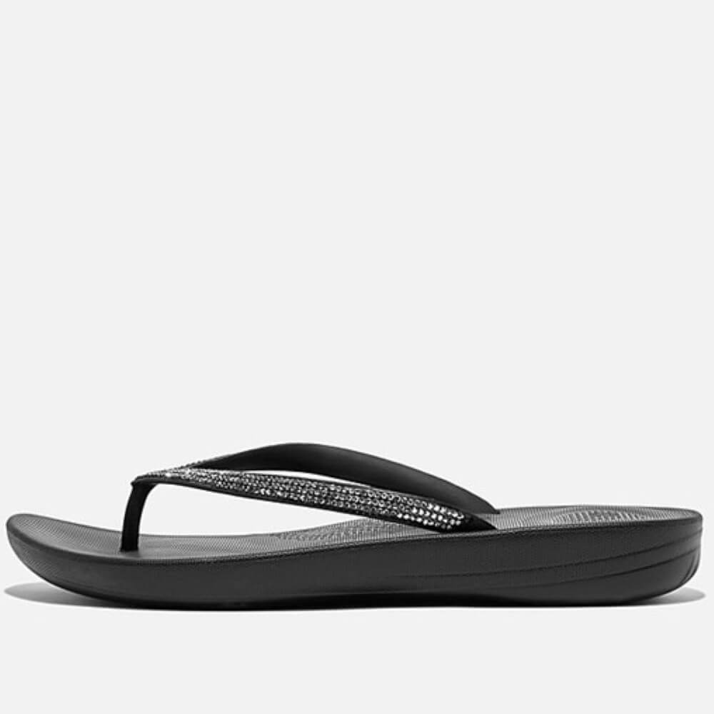 FitFlop iQUSHION Sparkle Toe-Posts-BLACK COMBI