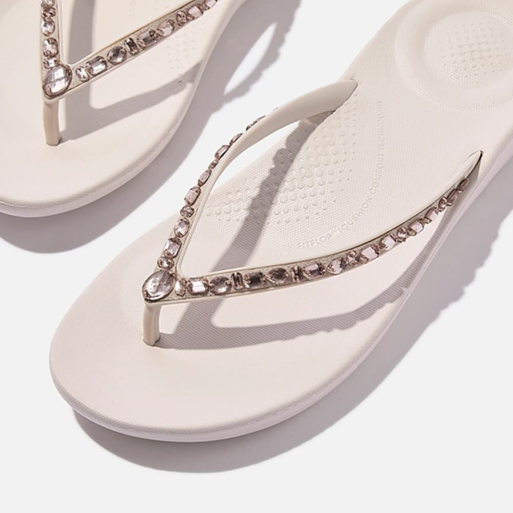 FitFlop iQUSHION Sparkle Toe-Posts Nude Rose