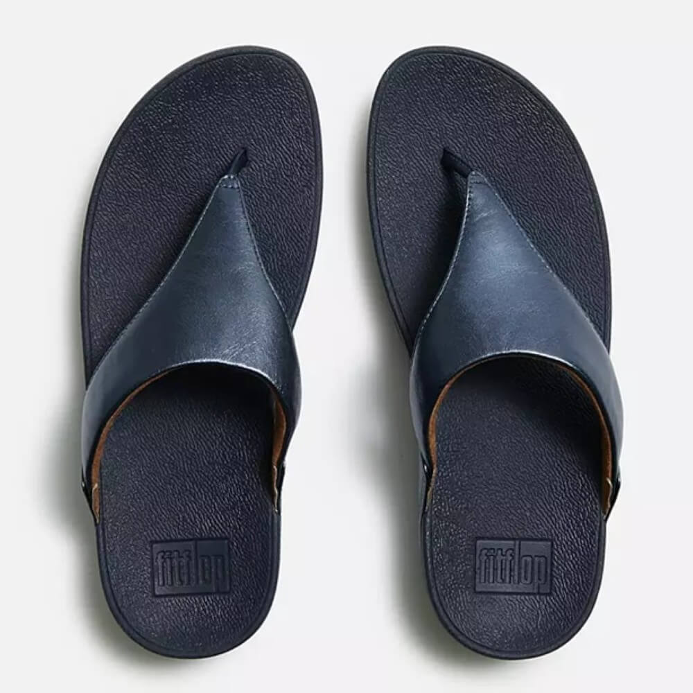 Fitflop LULU Leather Toe-Post Metallic Cosmic Blue