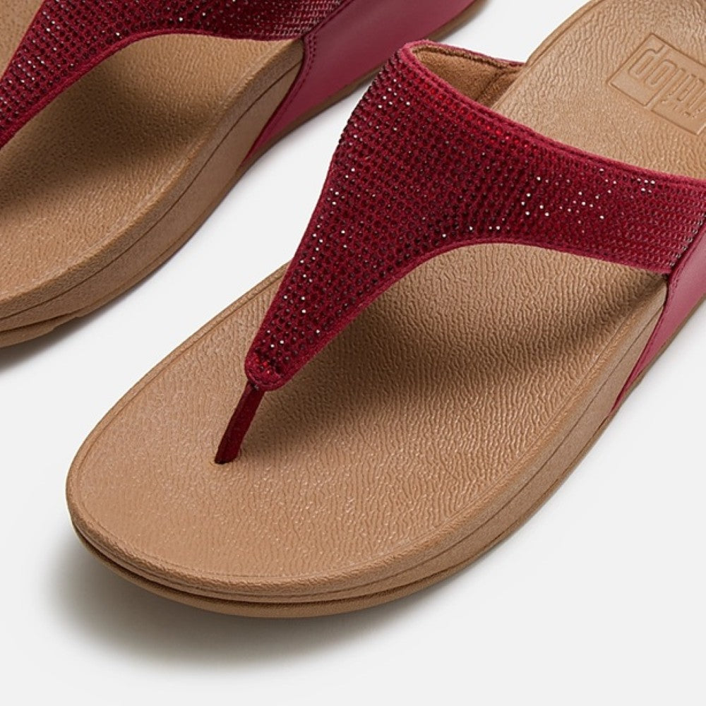 Fitflop Lulu Crystal Toe-Post Burnt Berry Red