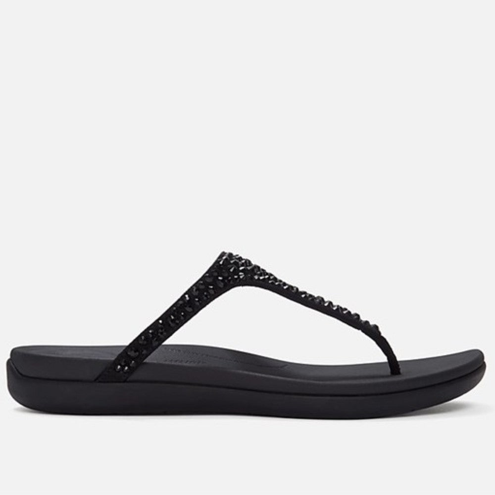 Fitflop Black sandal with decorative straps on a white background