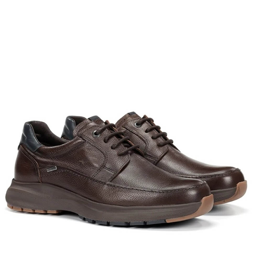 Brown leather shoe with a waterproof label on a white background Fluchos Triton F2065 Waterproof Leather Laced Shoe Espresso