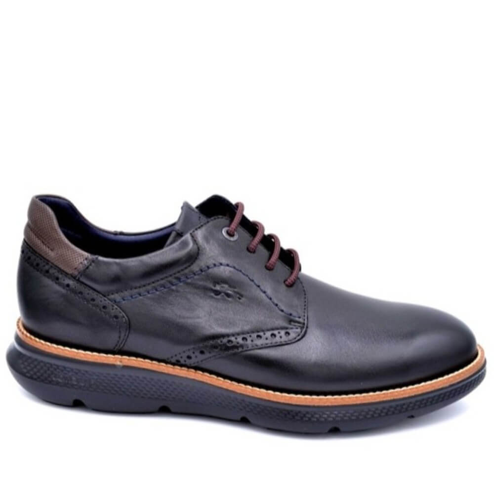 Navy leather shoe with brown accents on a white background Fluchos William Leather Shoe F1351 Navy