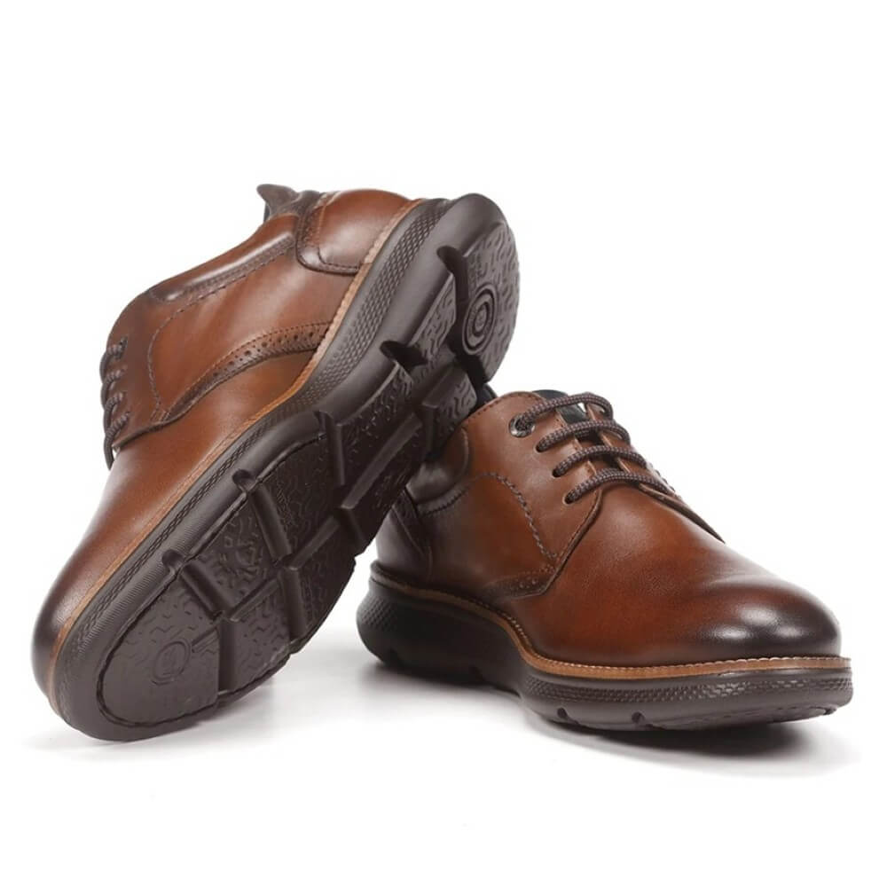 Brown leather shoe on a white background Fluchos William F1351 Leather Laced Shoe Camel