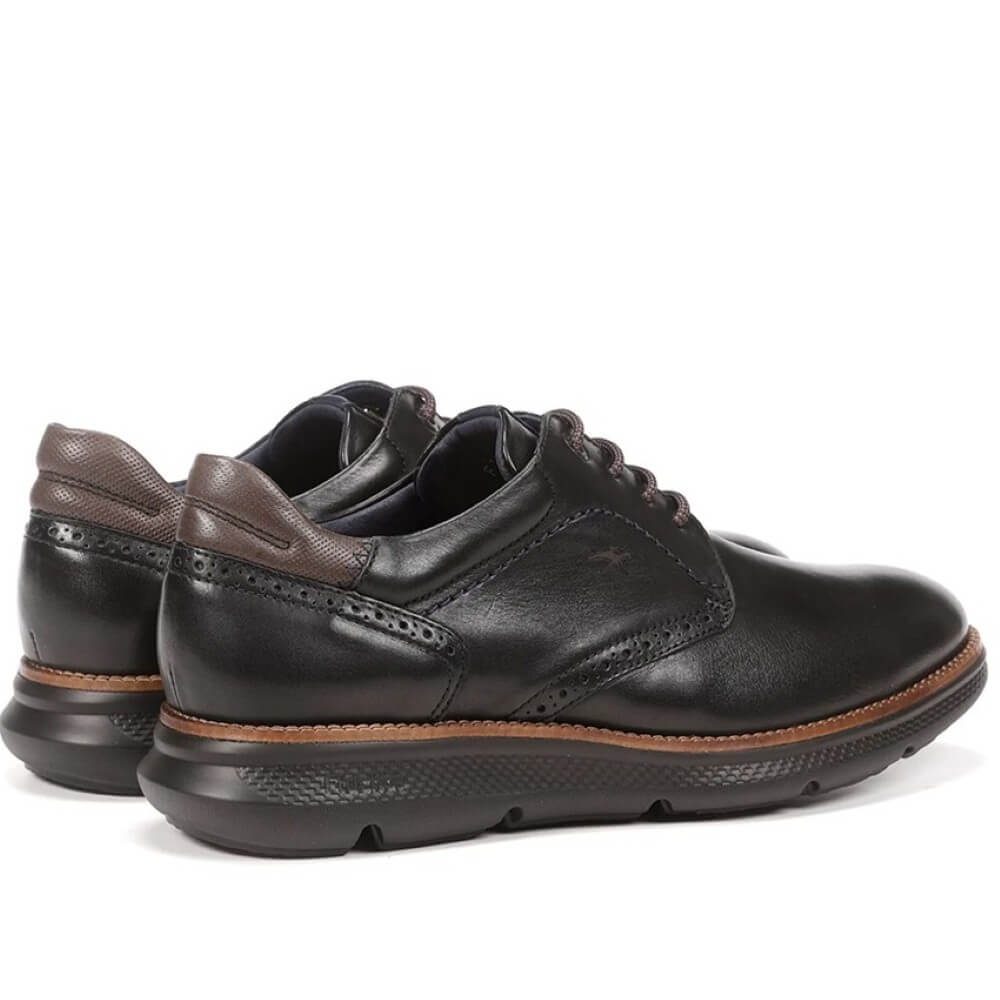 Black leather shoe with brown accents on a white background Fluchos William Leather Shoe F1351