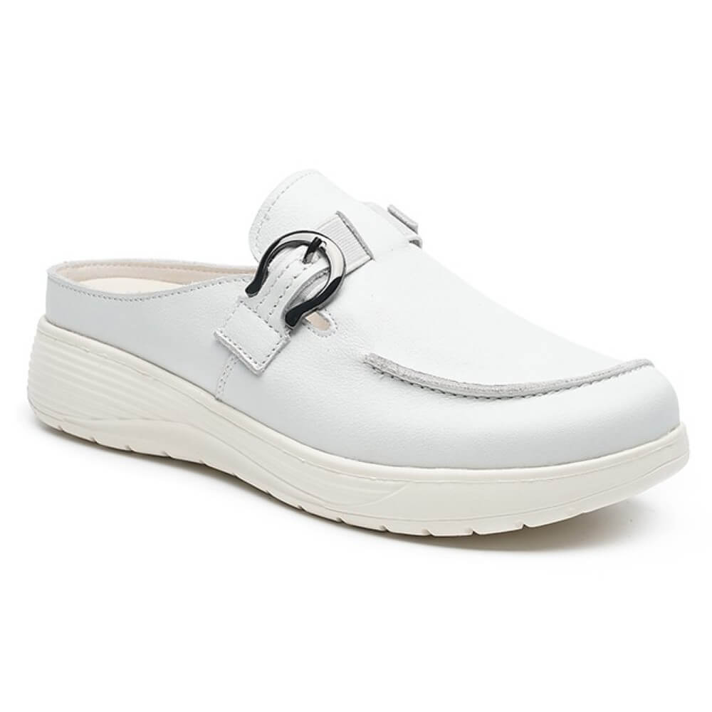 G Comfort Leather Mule S-8621W -WHITE