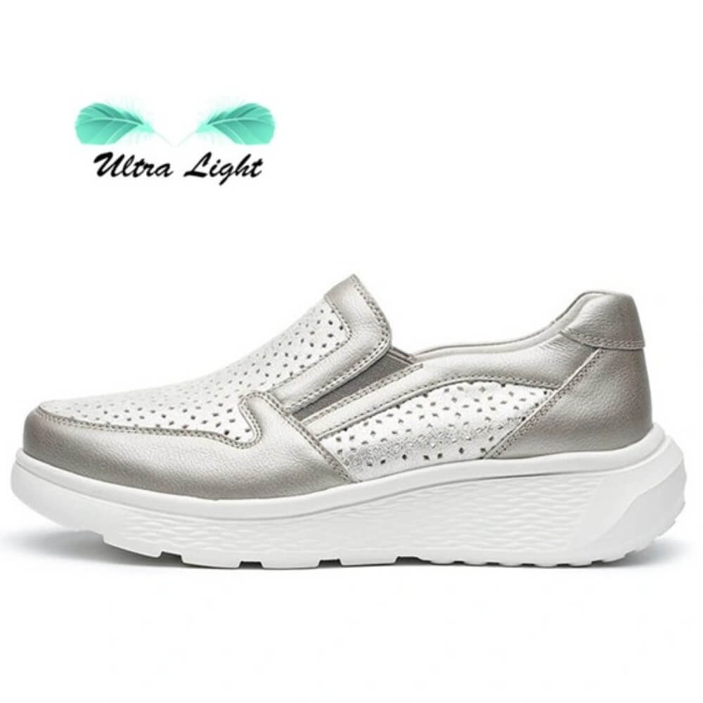 G Comfort Gold slip-on shoe with 'Ultra Light' text on a white background