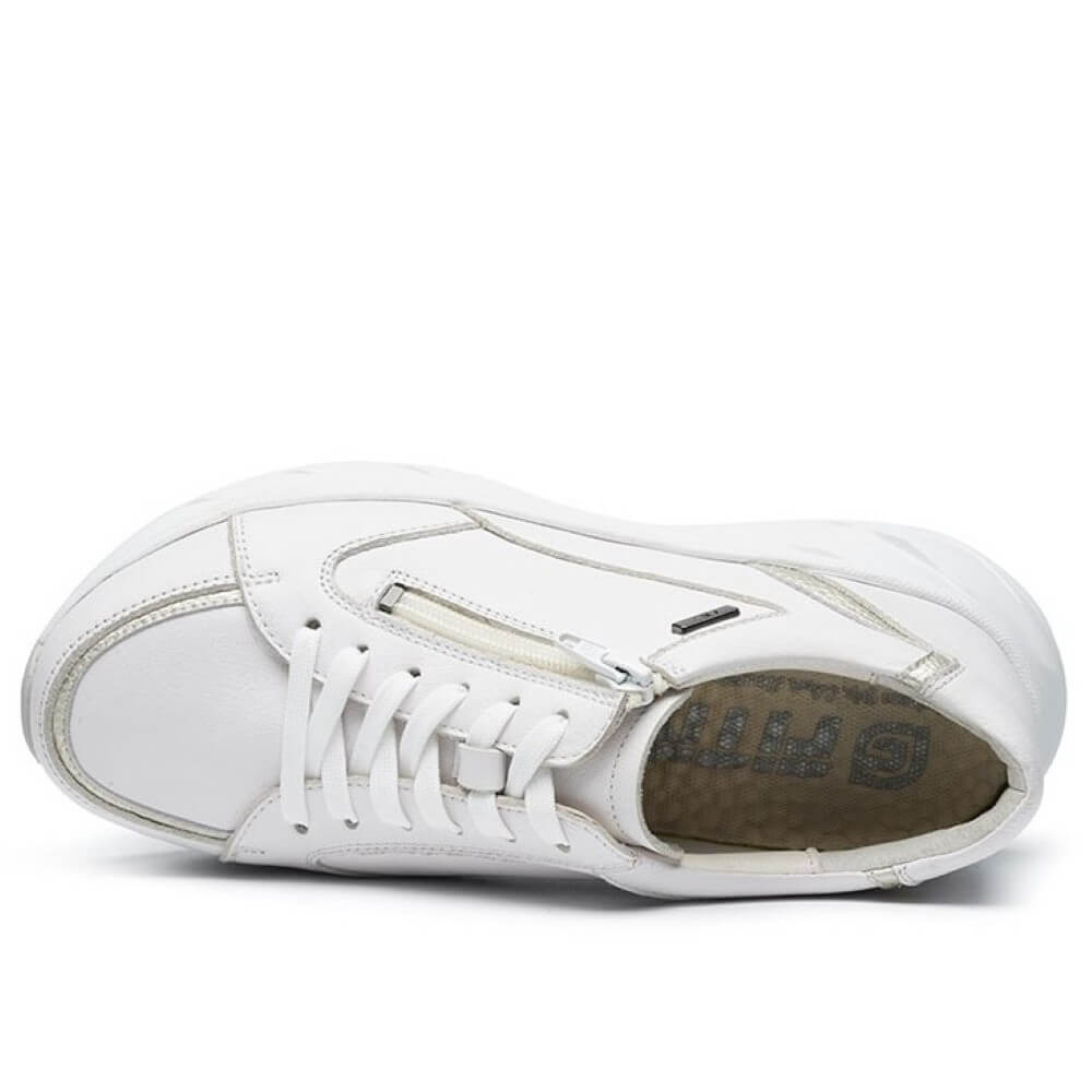 White sneaker with a zipper on a white background