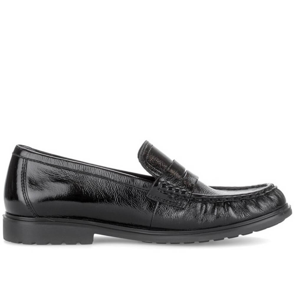 A Gabor black leather penny loafer shown in a side profile view against a plain white background.
