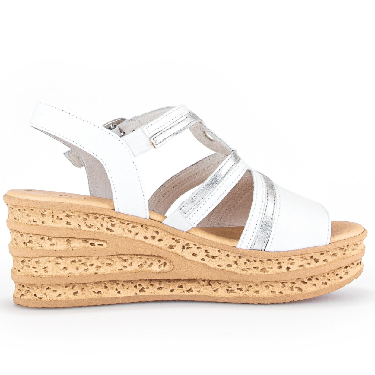 Gabor 44.655 Trish Platform Sandal-WHITE SILVER