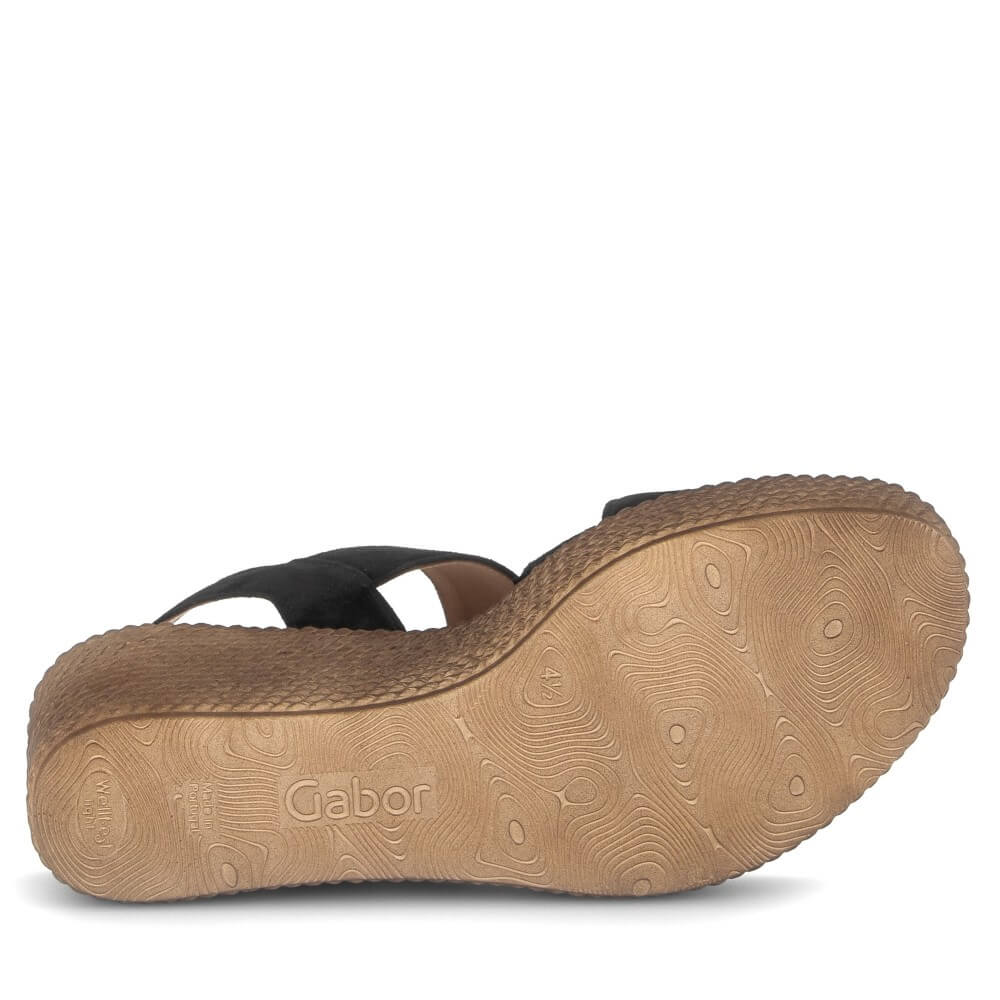 Gabor 84.771  Embrace Wedge Sandal Black Suede