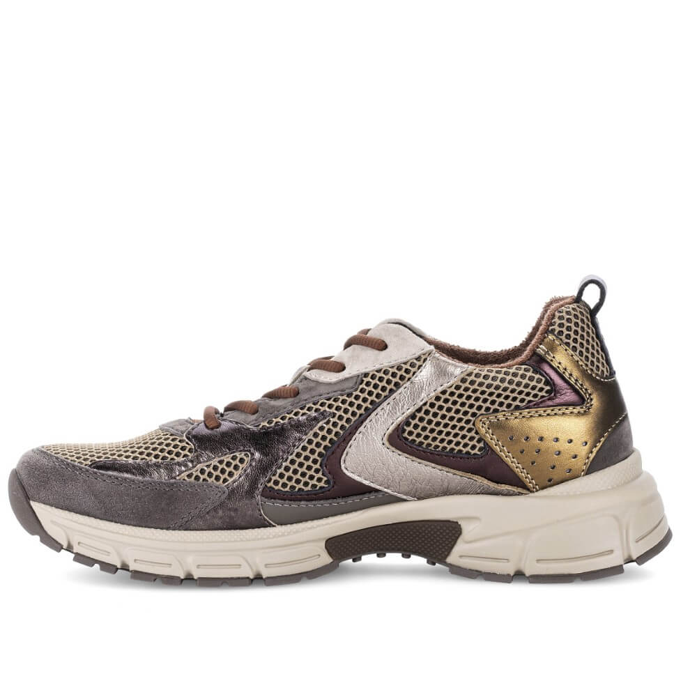 Gabor Adder 6005.01 Taupe Dark Rose Leather Mix Trainer