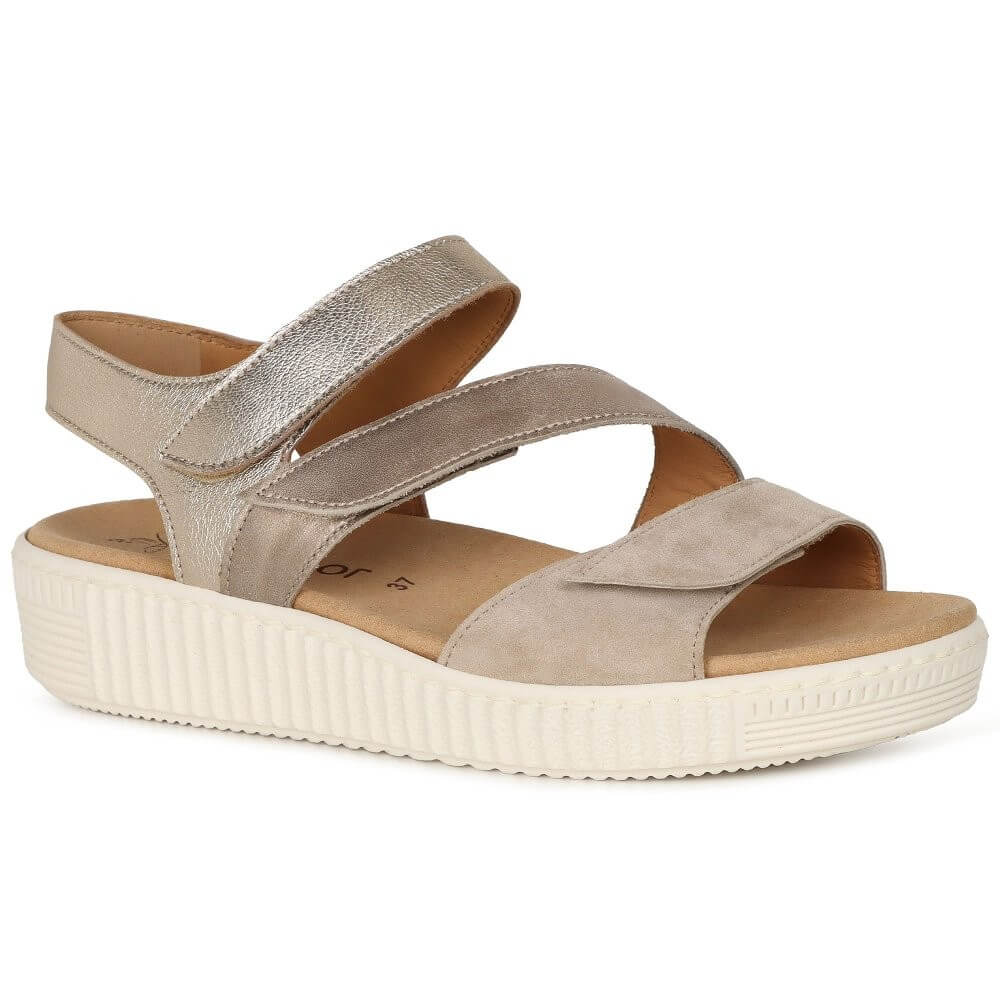 Gabor Beige sandal with a white sole on a white background