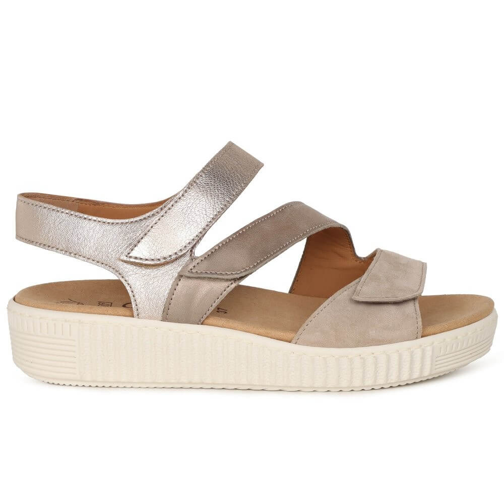 Gabor Beige sandal with a white sole on a white background
