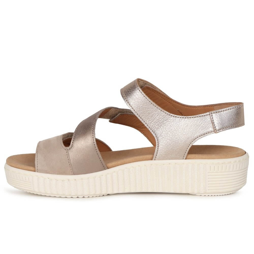 Gabor Beige sandal with a white sole on a white background