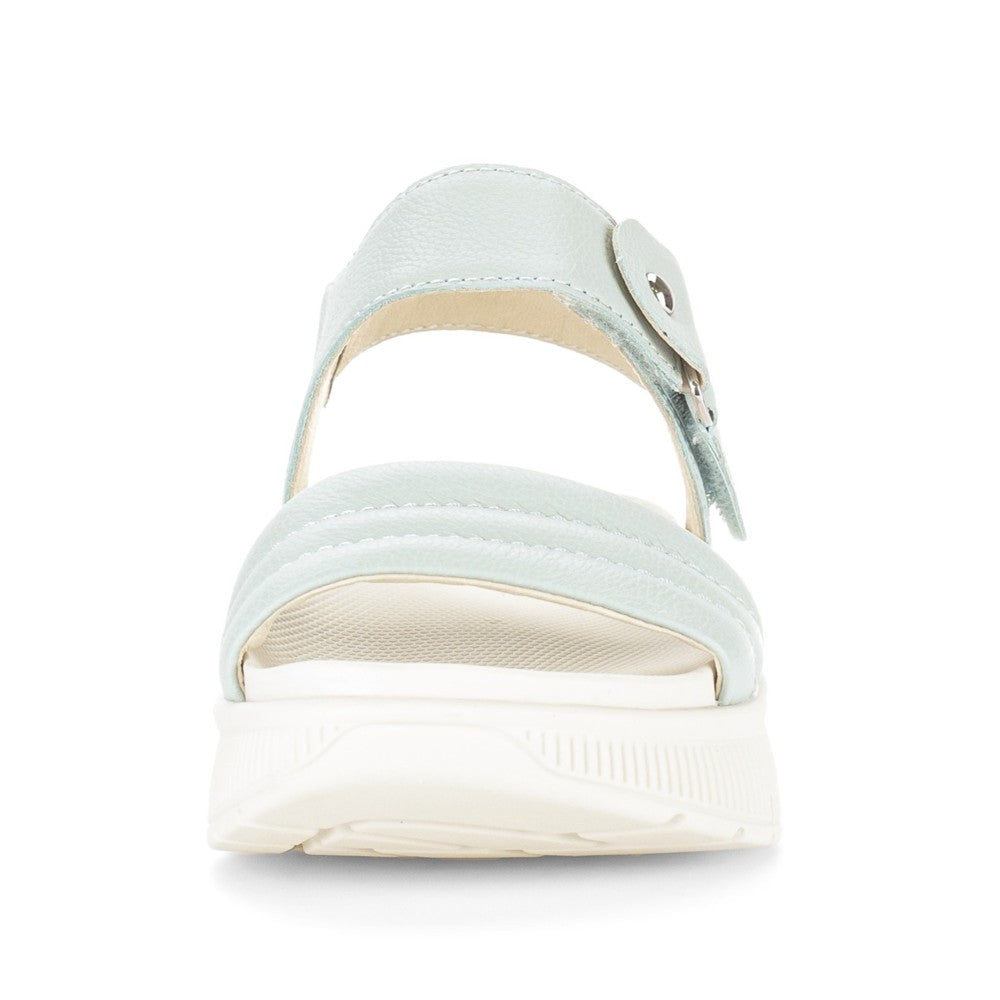 Gabor Mint Green sandal with a white sole on a white background