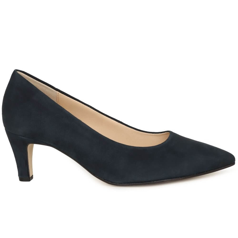 Gabor Navy blue high-heeled shoe on a white background