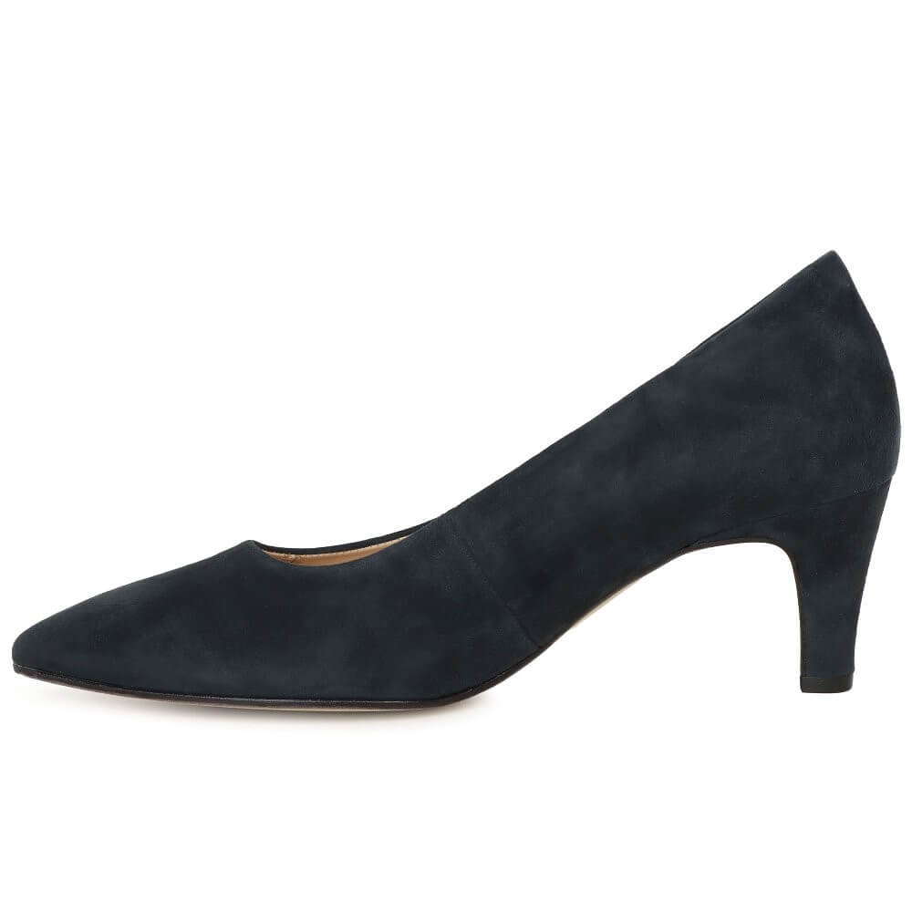 Gabor Navy blue high-heeled shoe on a white background