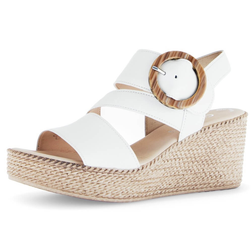 Gabor Drama Wedge Leather Sandal 64.770-LATTE