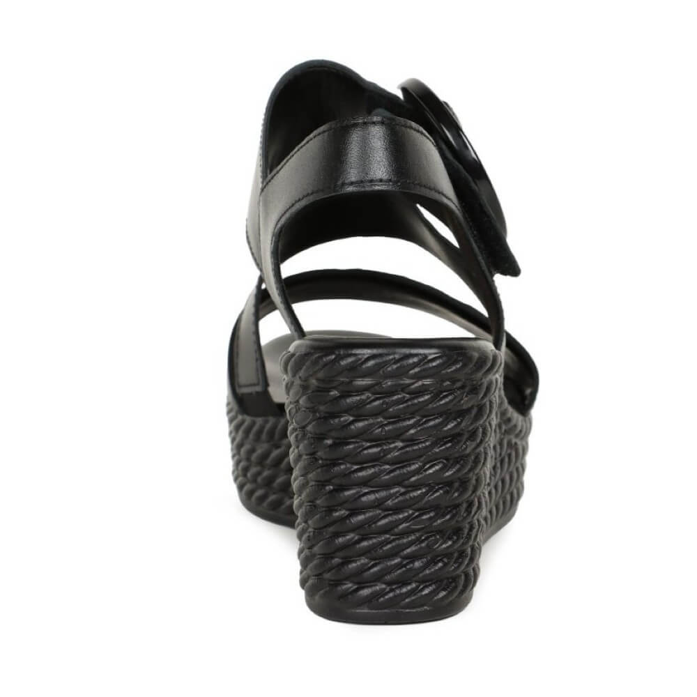Gabor Drama Wedge Leather Sandal 64.770-BLACK