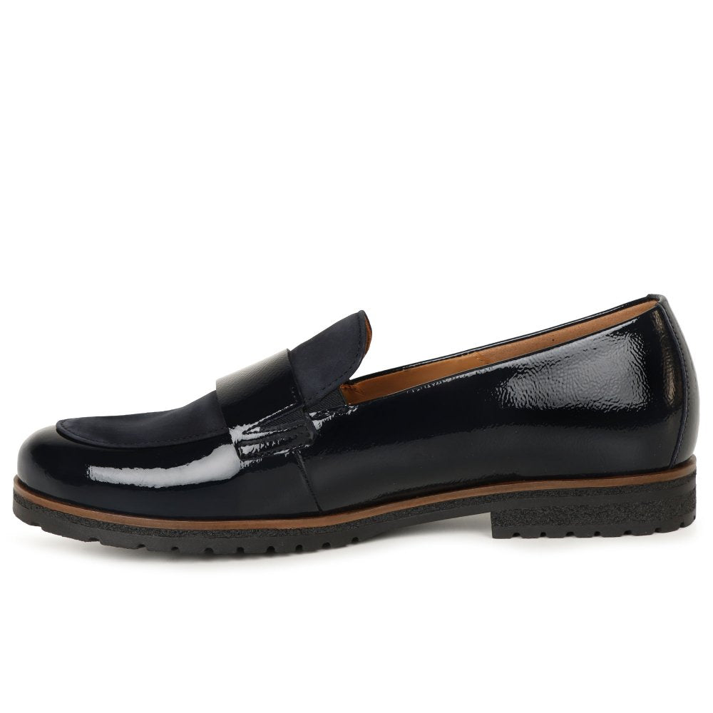 Gabor Elder 4005.01 Navy Patent and Suede Loafer