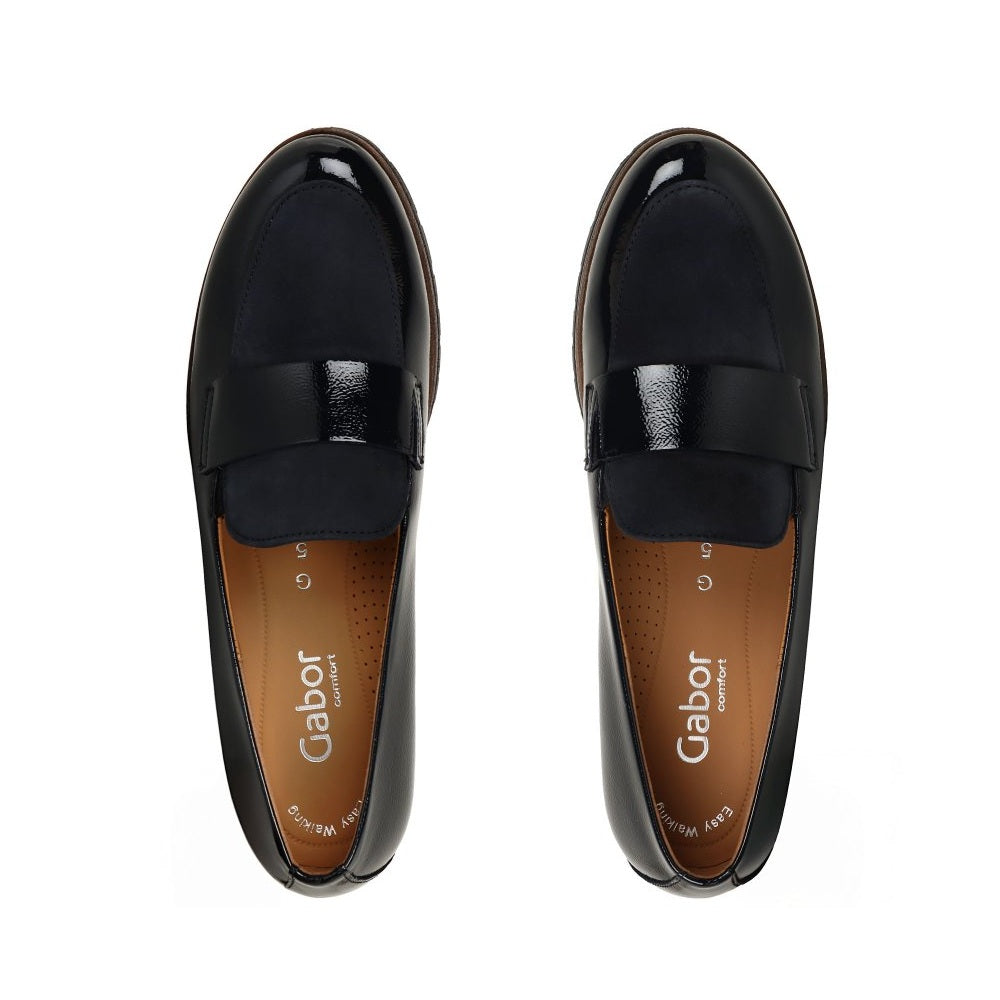 Gabor Elder 4005.01 Navy Patent and Suede Loafer
