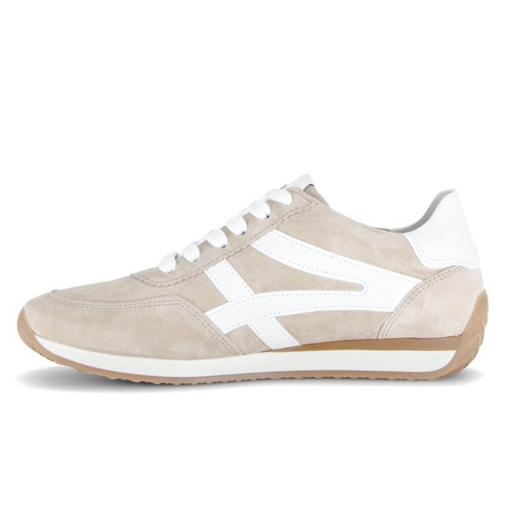 Gabor Beige sneaker with white accents on a white background