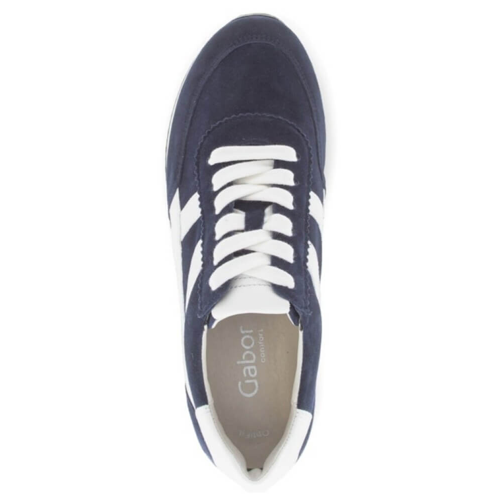 Gabor Blue sneaker with white accents on a white background