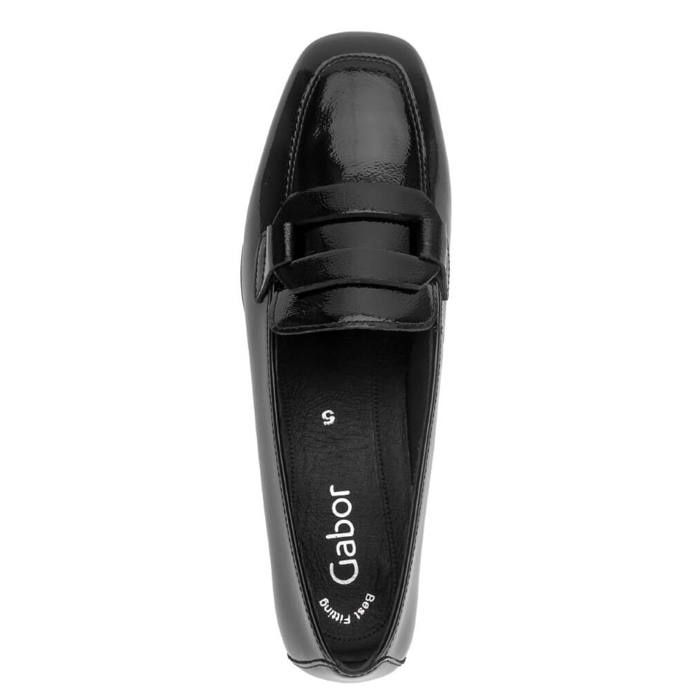  Black patent leather loafer on a white background Gabor Great Leather Loafer 75.261-BLACK