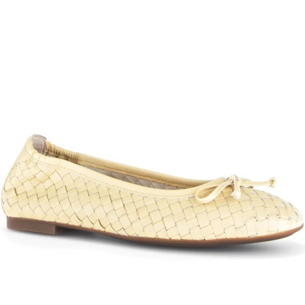 Gabor Yellow woven flat ballerinas shoe on a white background
