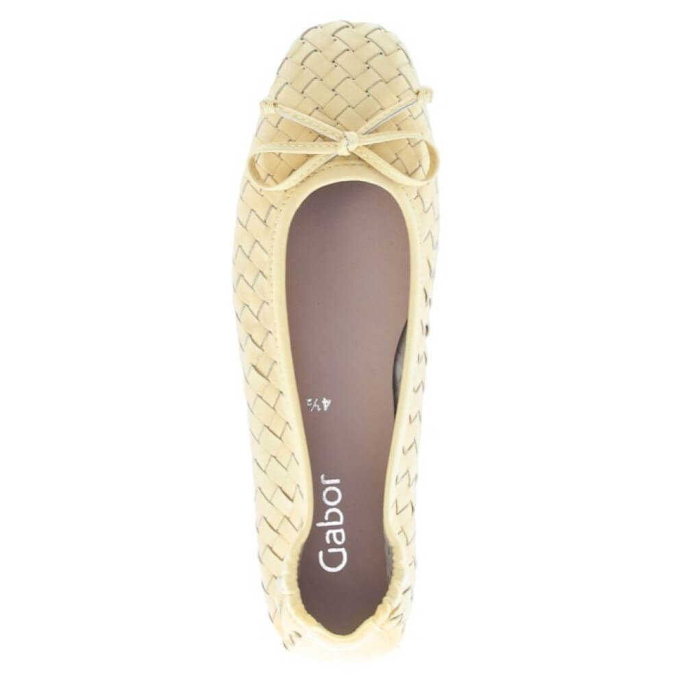 Gabor Yellow woven flat ballerinas shoe on a white background