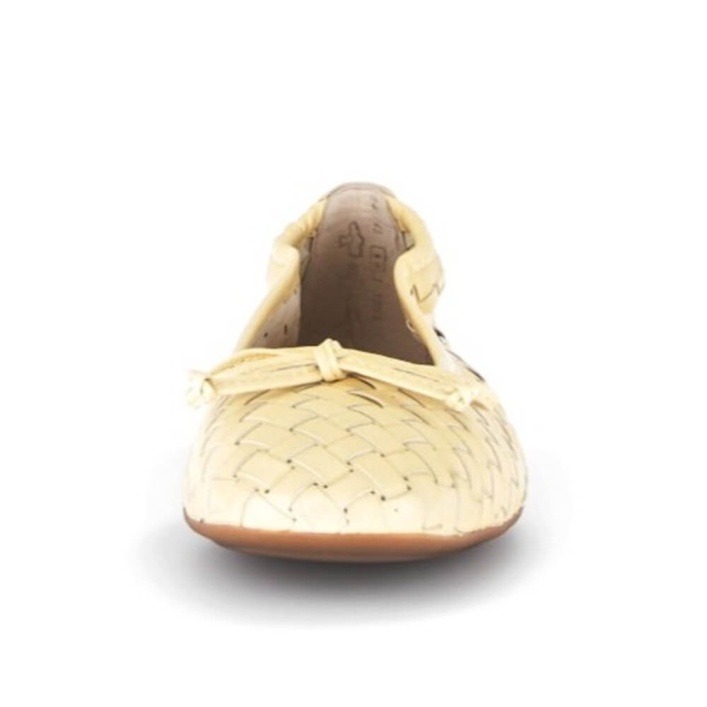 Gabor Yellow woven flat ballerinas shoe on a white background