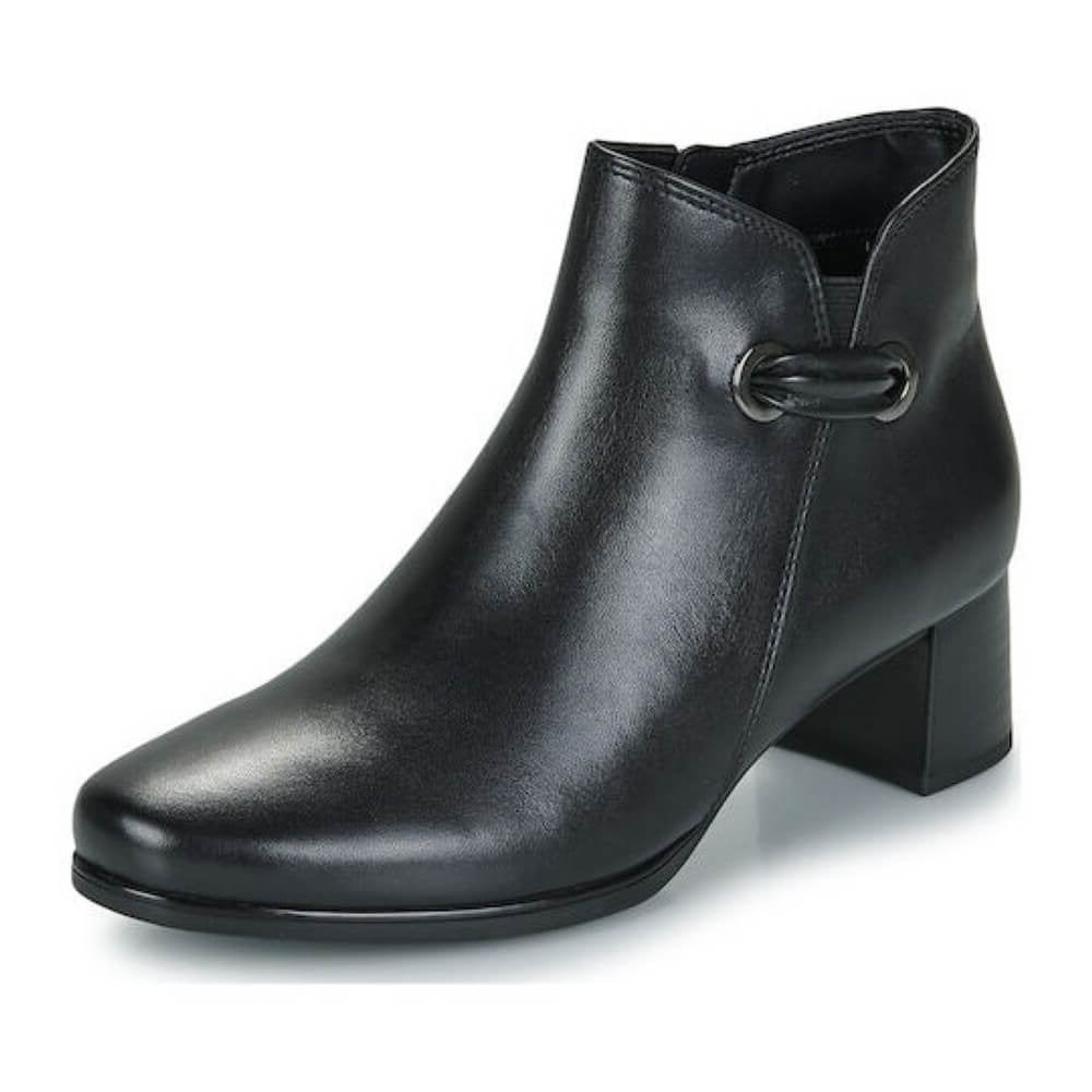Black leather ankle boot with a small strap on a white background Gabor Keegan 72.827 women's ankle boots in black leather