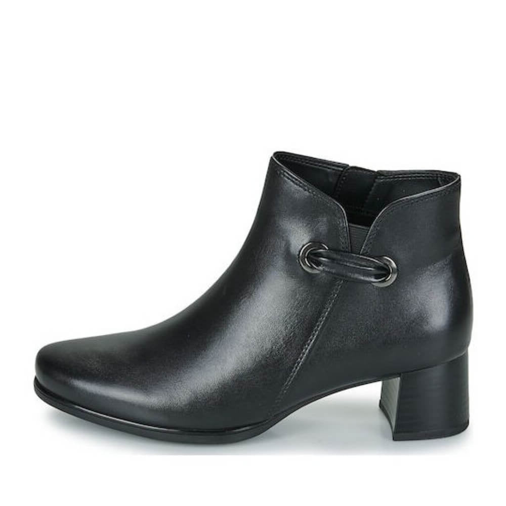 Black leather ankle boot with a small strap on a white background Gabor Keegan 72.827 women's ankle boots in black leather