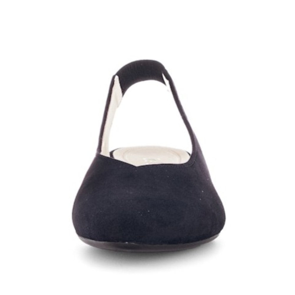 Gabor Navy blue suede slingback shoe on a white background