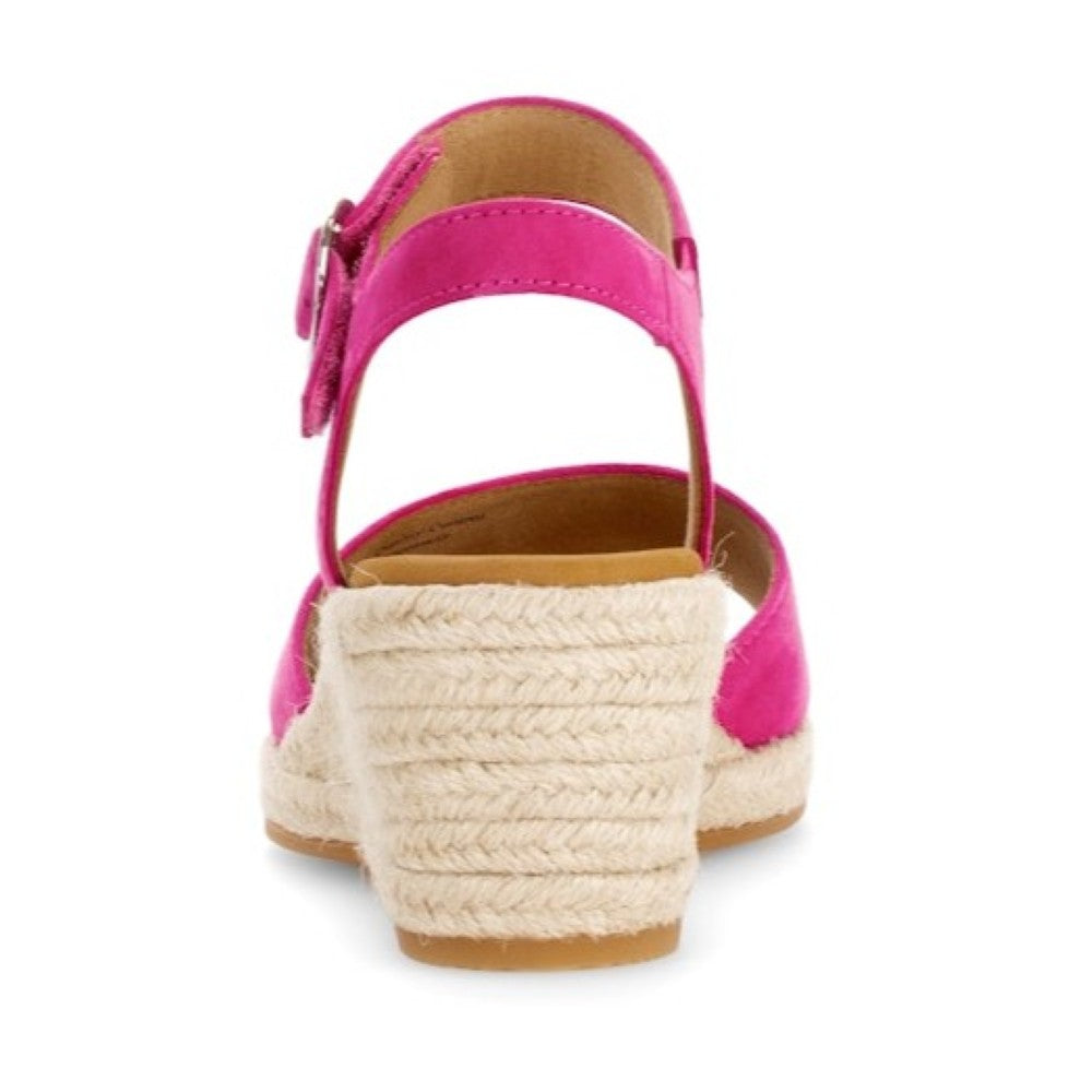 Gabor Pink wedge sandal with espadrille sole on a white background