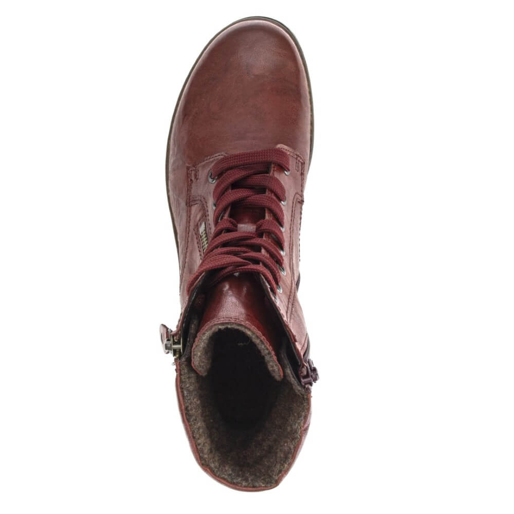 Gabor Notion 8023.02 Dark Red Leather Laced Ankle Boot