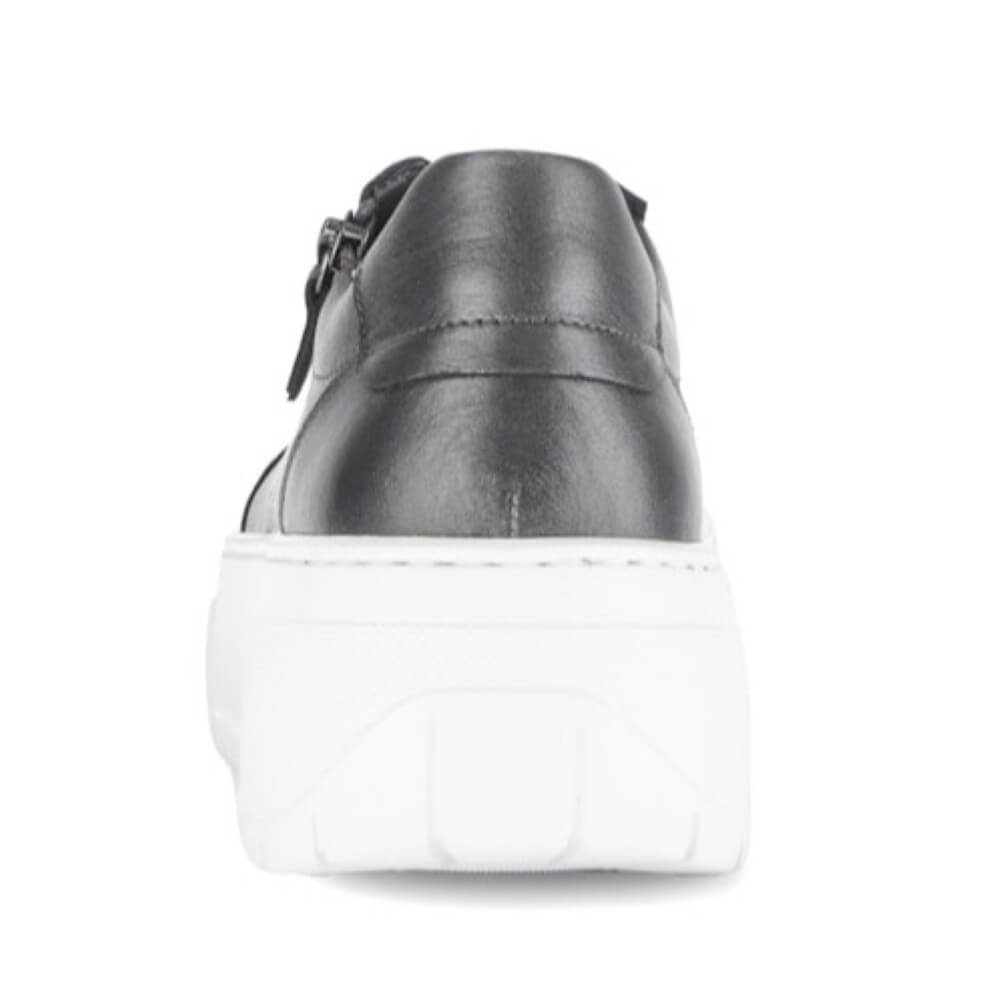Silver Gray sneaker with white sole Gabor Rivazza Platform Leather Trainer 73.220 Dark Silver